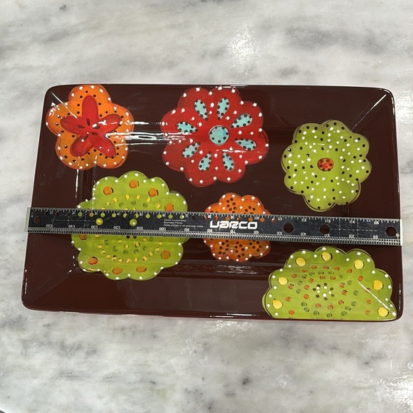 Laurie Gates "Rae" Floral 16" Large Glazed Ceramic Serving Platter - Picture 5 of 6